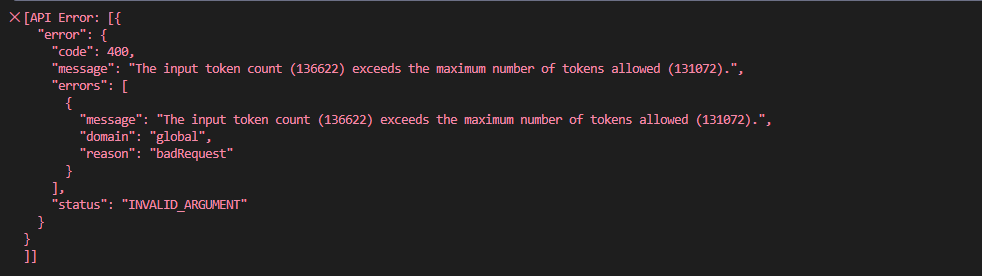 Token Limit Error