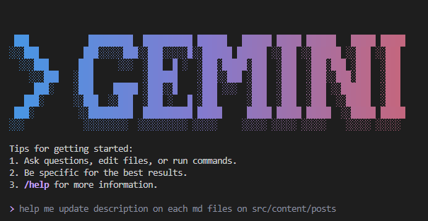 Gemini CLI Welcome Screen
