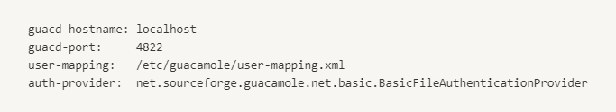 Guacamole server connection properties configuration