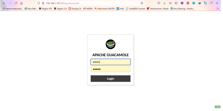 Guacamole web login interface