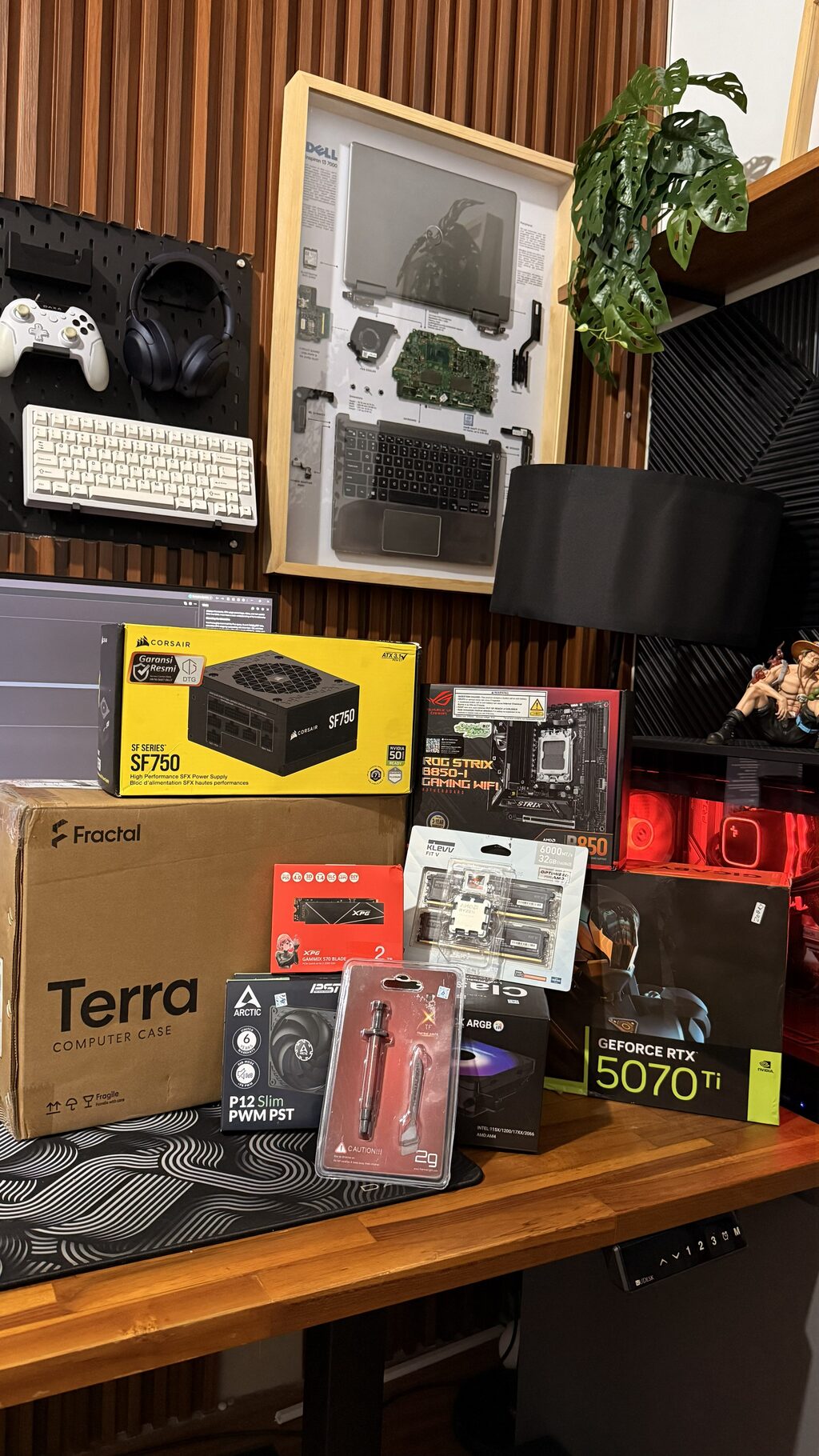 All the components laid out before the build