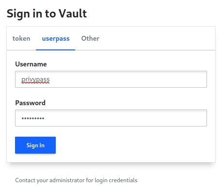 Vault user login successful confirmation