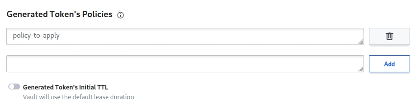 Vault user token policies assignment